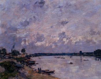 Eugene Boudin : The Banks of the Seine at Caudebec en Caux